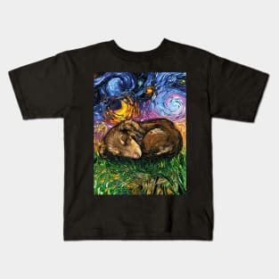 Sleepy Dachshund Pup Night Kids T-Shirt